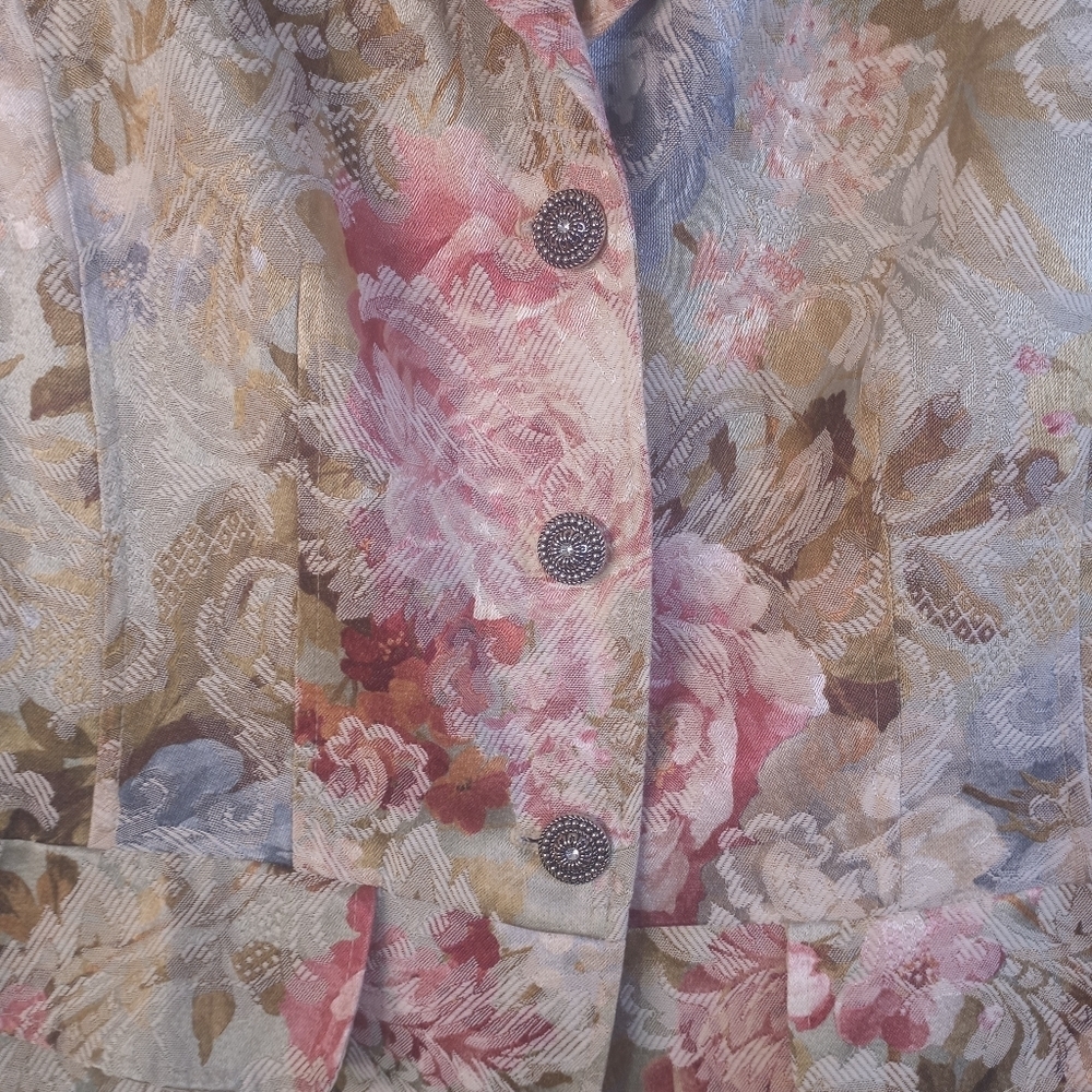 Lane Bryant Cabbage Rose Pink  Tapestry Jaquard Floral  Cottagecore Blazer 20 - Picture 2 of 8
